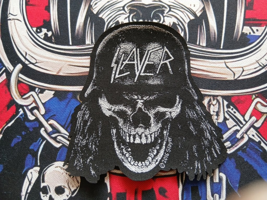 Slayer vrij mooie shaped patch 57 official 2016 nieuw metal, Verzenden, Nieuw, Kleding