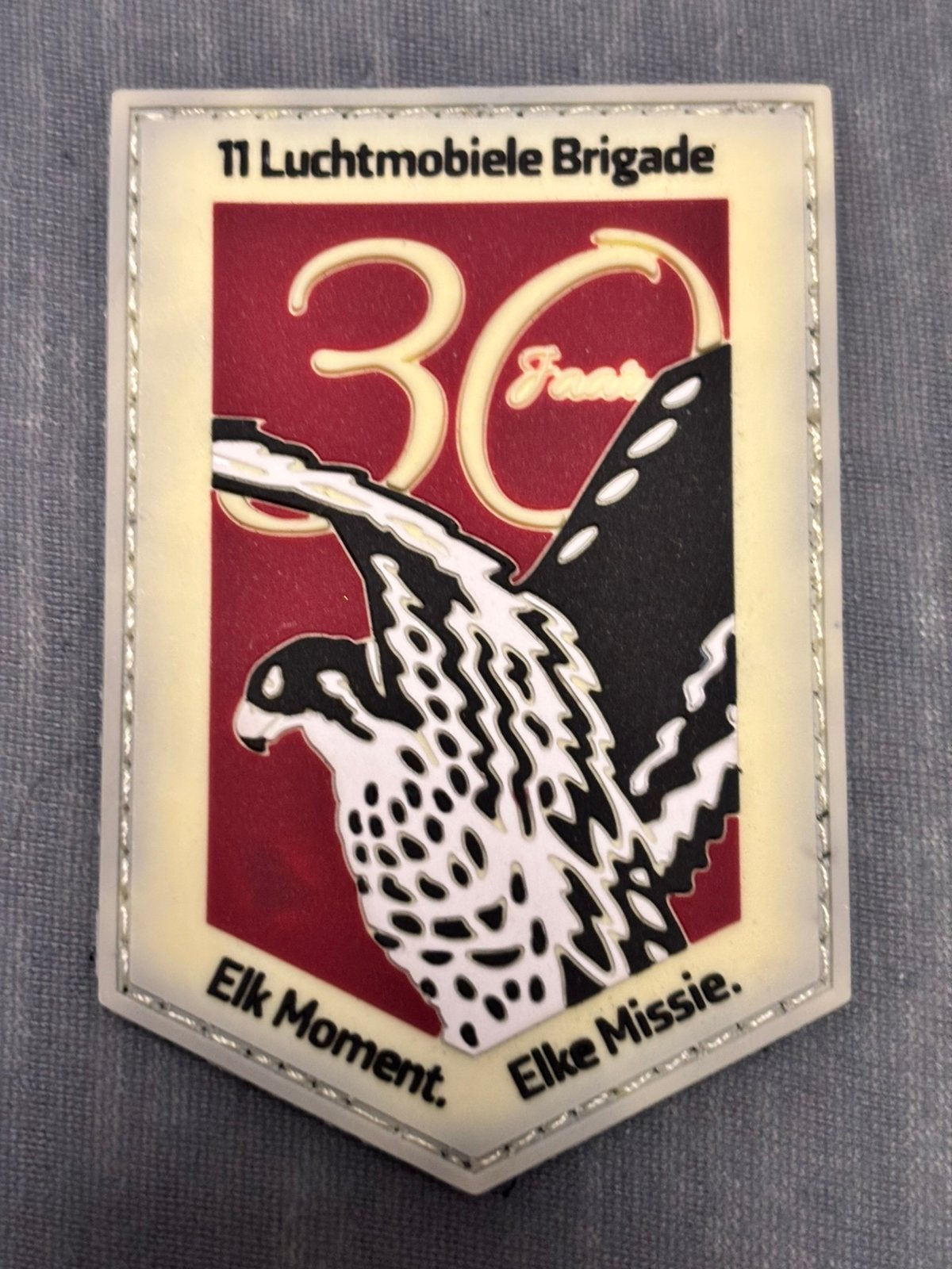 Pvc embleem 30 years 11 LMB, Verzenden, Landmacht, Nederland, Embleem of Badge