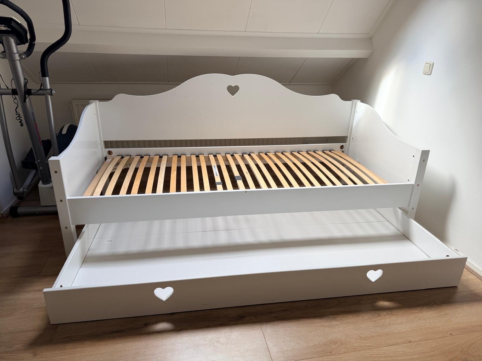 Vipack Bedbank Amori 90x200cm met bedlade - wit kinderbed, Ophalen, 90 cm, Eenpersoons, Wit