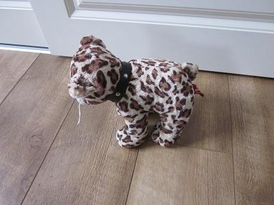 Berentoys beige + donkerbruin-bruine vlekken panter knuffel, Paard, Overige merken, Overige karakters, Ophalen of Verzenden