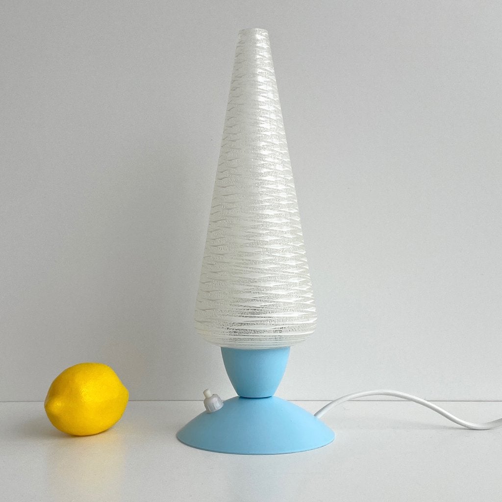 vintage Mid Century LAMP pastel blauw met glazen kelk retro, Ophalen of Verzenden, Huis en Inrichting