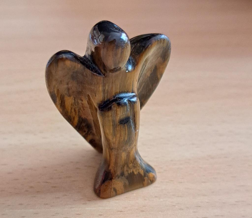 Tijgeroog Engel Beeldje - Afrikaanse Steen, Ophalen of Verzenden