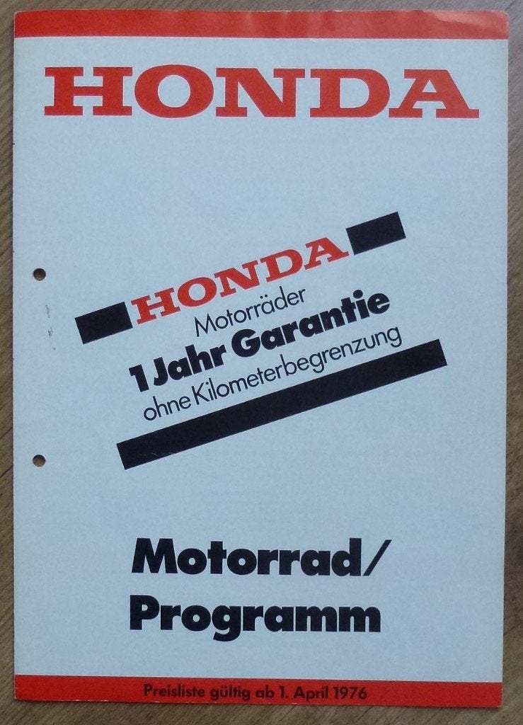Honda motoren brommers prijslijst 1976 Dax CB Chaly Monkey, Ophalen of Verzenden, Nieuw