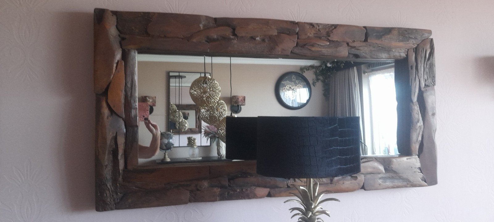 massief teak houten spiegel 110x70 en 150x75, Huis en Inrichting, Woonaccessoires | Spiegels, Ophalen, Rechthoekig, Minder dan 100 cm