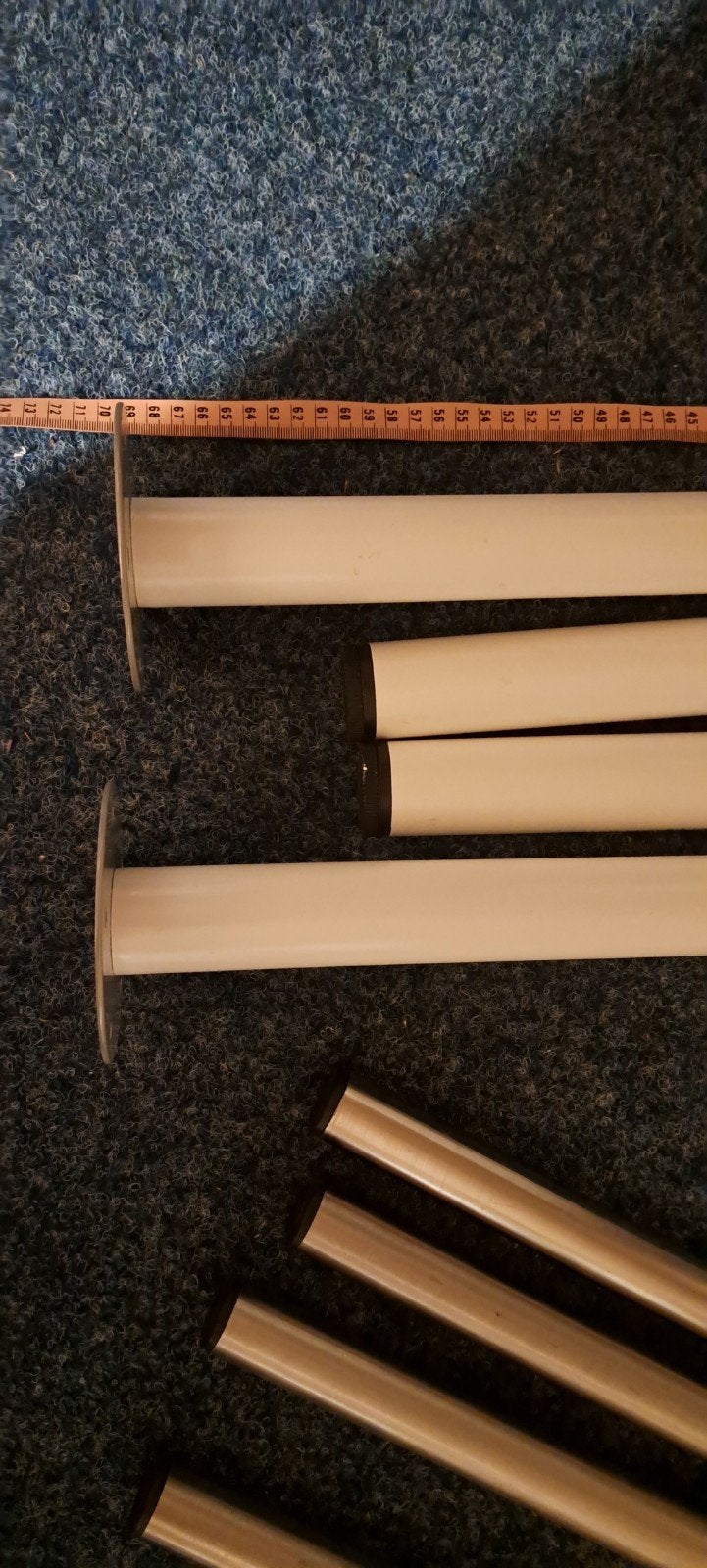 4 witte metalen tafelpoten 69cm, Huis en Inrichting, Minder dan 50 cm, 50 tot 100 cm, Rond, Ophalen of Verzenden