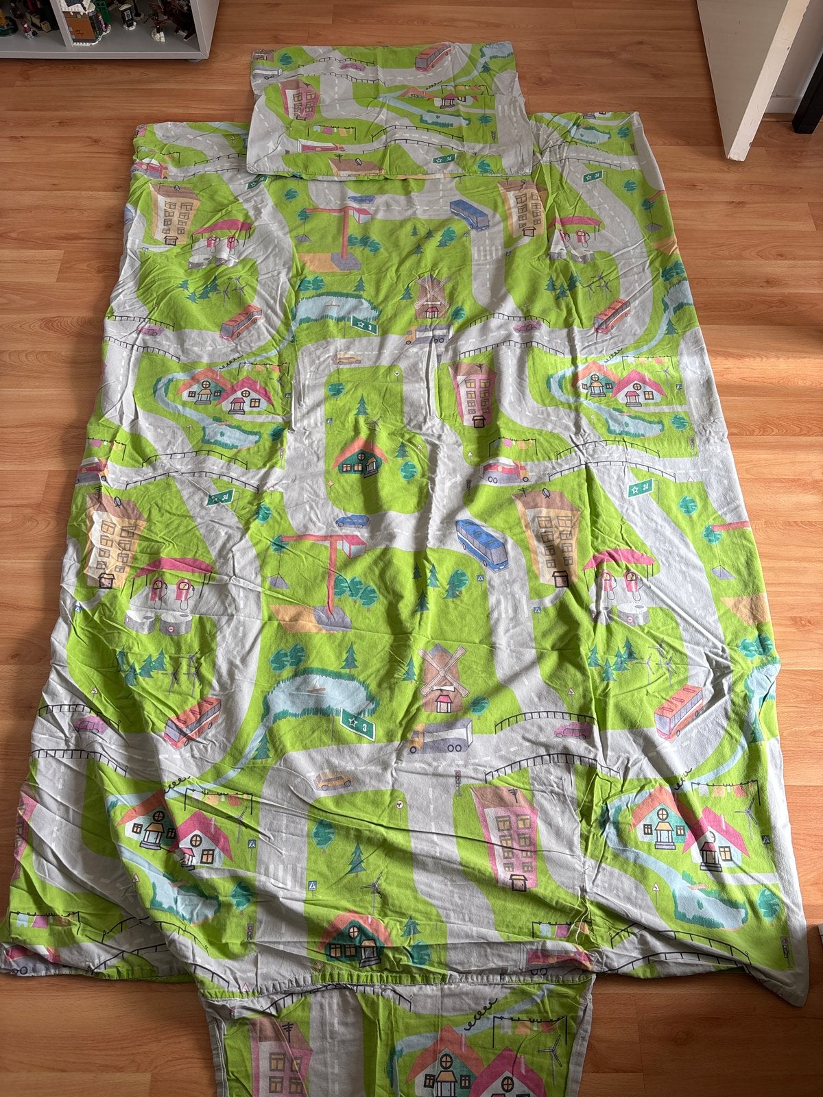 Dekbedovertrek met wegenprint, Gebruikt, Meerkleurig, Dekbedovertrek, Ophalen of Verzenden