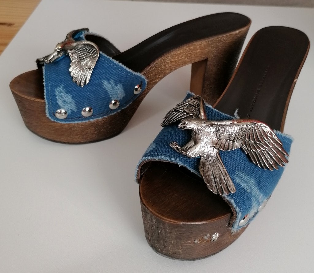 Giuseppe Zanotti nieuwe clogs sandalen denim + eagle 38 tnc