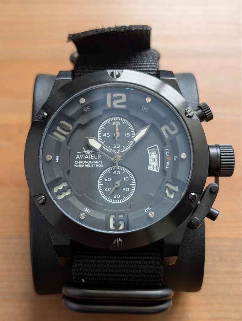Infantry Aviateur flyback chronograaf horloge, Sieraden, Tassen en Uiterlijk, Horloges | Heren, Ophalen of Verzenden, Leer, Overige merken