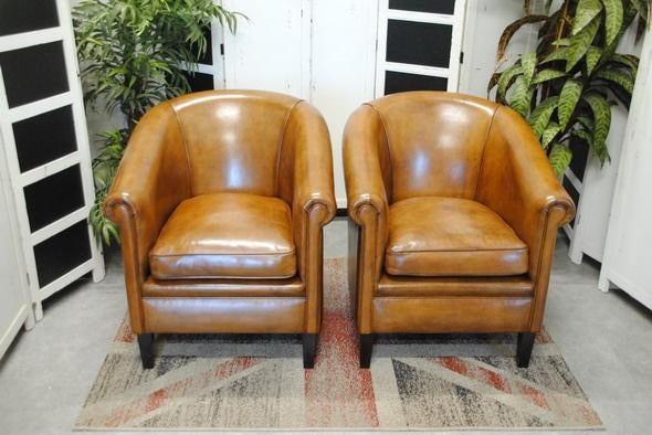 2 schapenleren fauteuils, Huis en Inrichting, Fauteuils, Nieuw, Leer, 75 tot 100 cm, 75 tot 100 cm, Ophalen