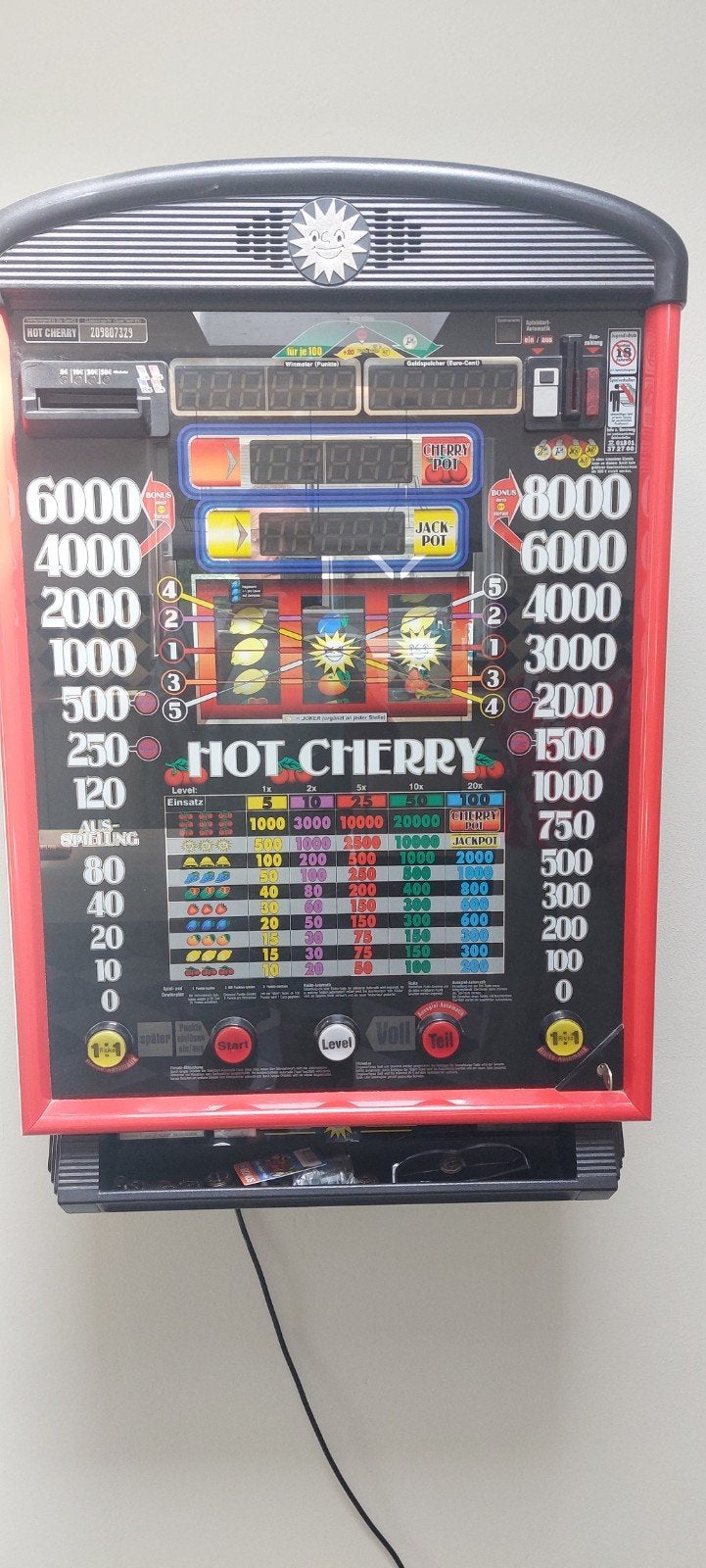 Hot Cherry Gokkast - Profitech 3000 EU, Verzamelen, Automaten | Gokkasten en Fruitautomaten, Euro, Ophalen, Gebruikt