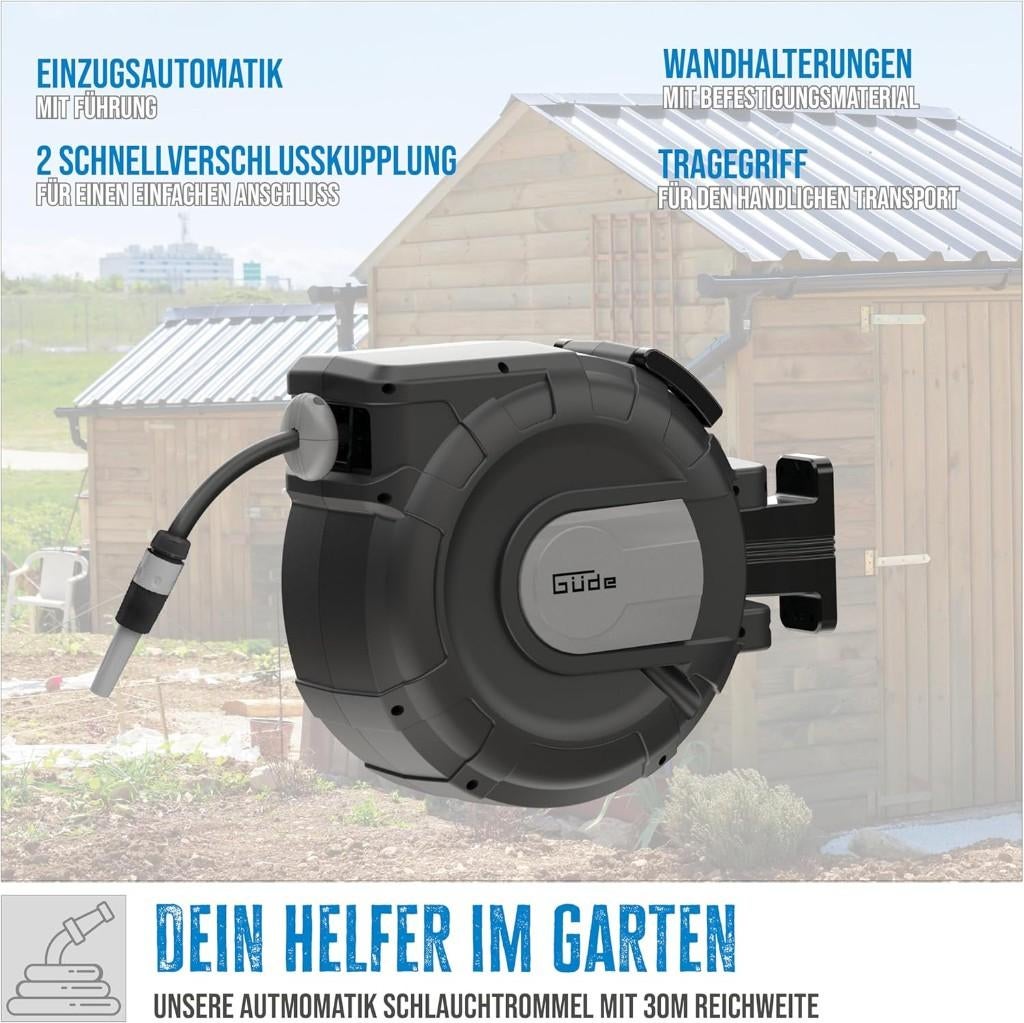 Gude 30 meter zelf oprollende slanghaspel incl. extra's!!, Ophalen, Nieuw, Tuinslanghaspel