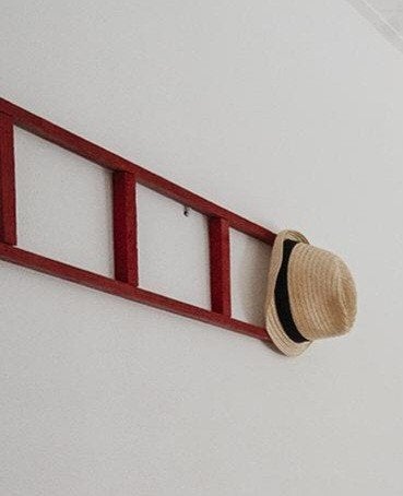 Houten rode ladder - Decoratie brandweerkamer, Ophalen, Rood, Hout