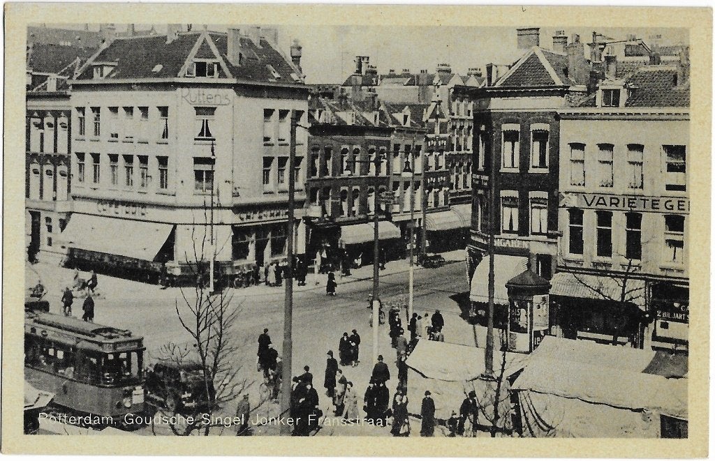 Rotterdam, Goudsesingel, Jonker Fransstr., tram, telefooncel, Verzenden, 1940 tot 1960, Ongelopen, Zuid-Holland