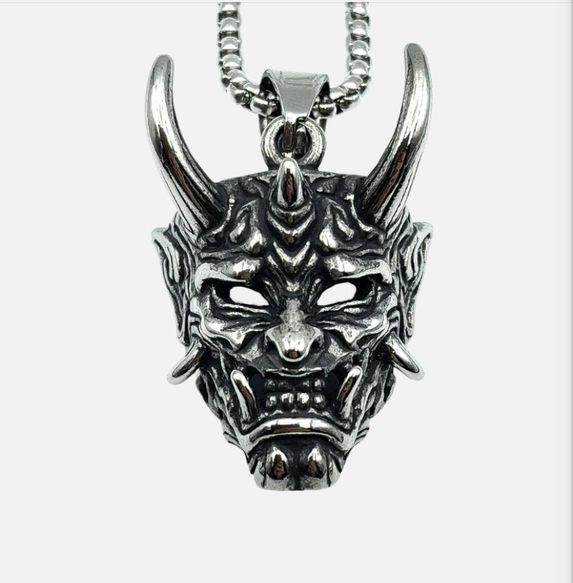 Oni mask hanger plus ketting, Ophalen of Verzenden, Zo goed als nieuw, Zilver, Steen of Mineraal