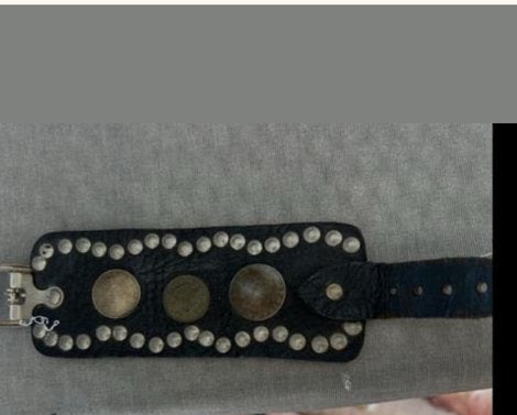 Leren armband met munten, Ophalen of Verzenden, Zo goed als nieuw, Zwart, Leer