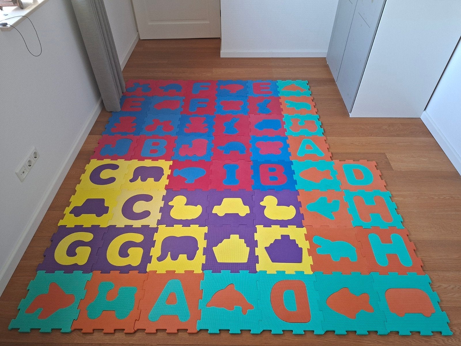 Grote puzzelmat / speelmat / vloerpuzzel foam, 52 tegels, Ophalen of Verzenden, Gebruikt