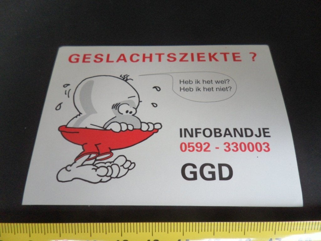 sticker Geslachtsziekte ? GGD infobandje 0592-330003 *, Ophalen, Zo goed als nieuw