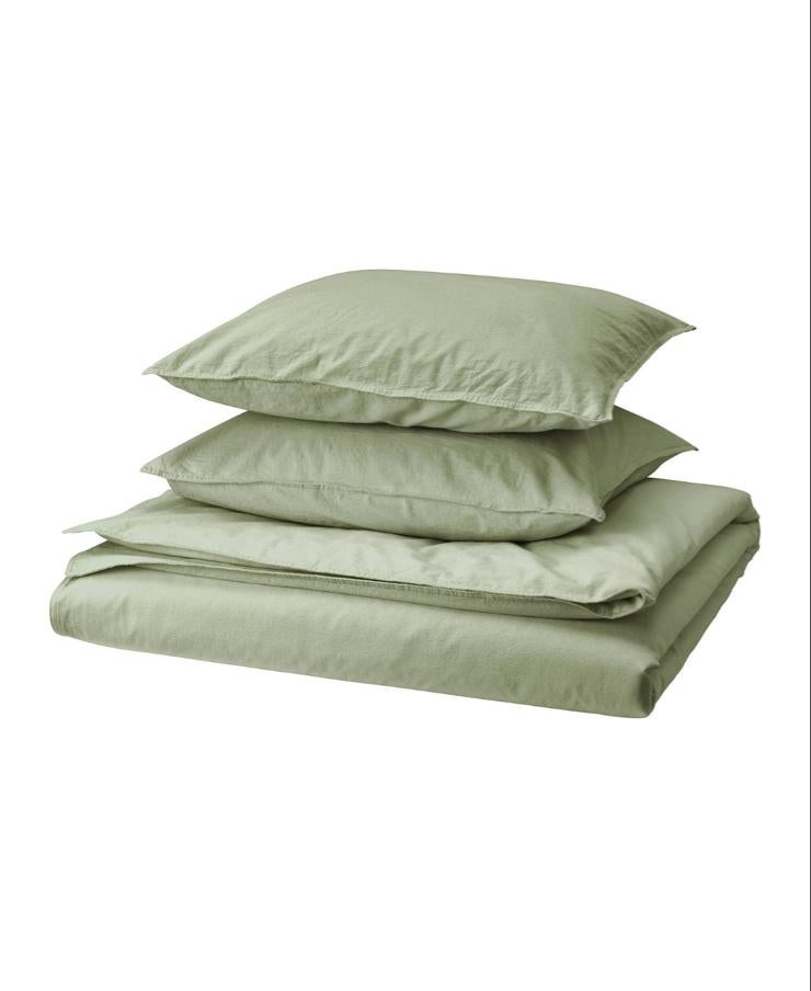 IKEA Dekbedovertrek grijsgroen 240x220 met 2 kussenslopen, Dekbedovertrek, Tweepersoons, Ophalen of Verzenden, Zo goed als nieuw