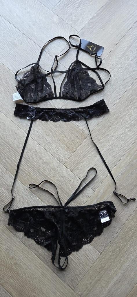 kanten Lingerie set mt. XL, Kleding | Dames, Ondergoed en Lingerie, Adsexy, Verzenden, Zwart, Setje