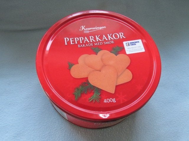Zweeds koekblik trommel Kvarnvingen Pepparkakor, Diversen, Kerst, Ophalen of Verzenden, Zo goed als nieuw