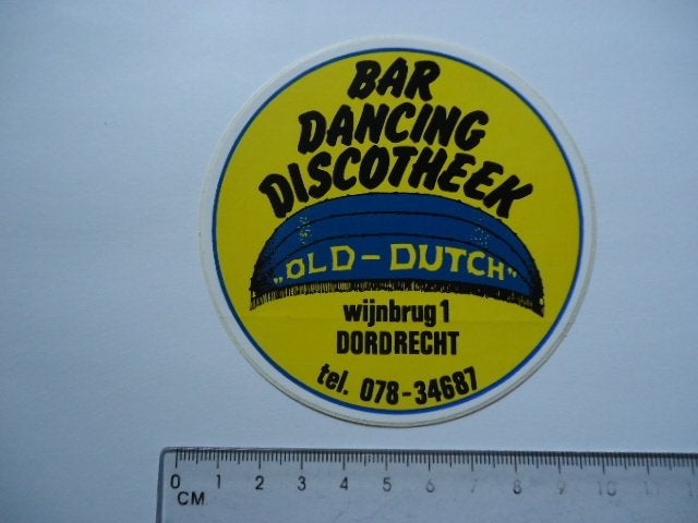 sticker oud Dordrecht OLD DUTCH bar dancing disco wijnbrug 1, Verzenden, Zo goed als nieuw, Bedrijf of Vereniging