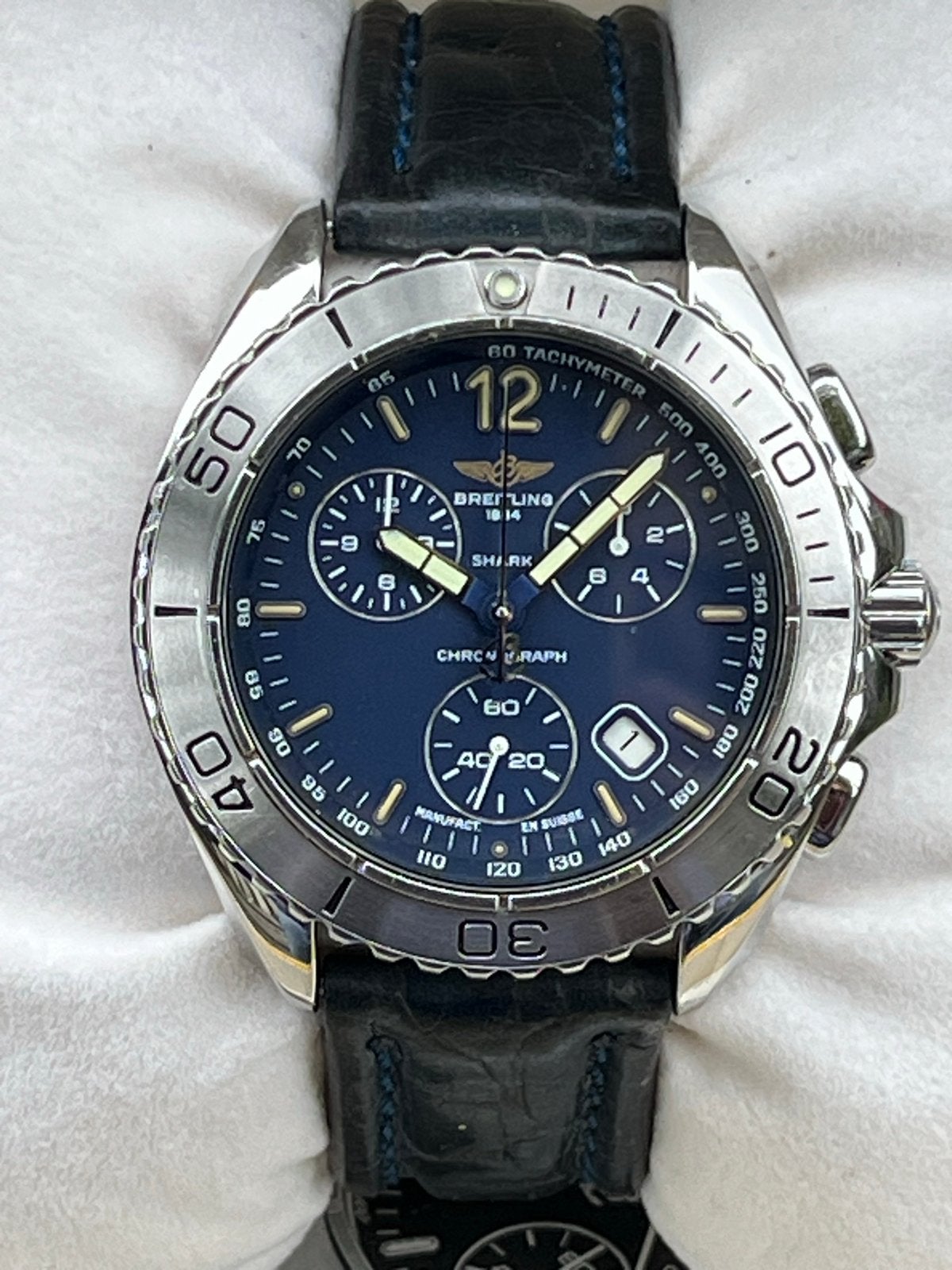 Breitling Shark Chrono 42mm FULL-SET, Ophalen, Staal, Breitling, Polshorloge