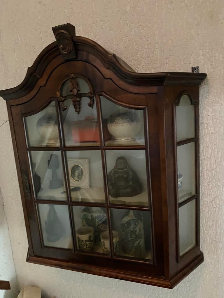 Vintage hangend vitrinekastje, Ophalen, 50 tot 100 cm, Minder dan 100 cm, 25 tot 50 cm