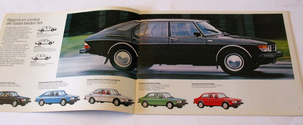 Autofolder Saab 99 GL 99GL 1977/1978 ZGAN brochure folder, Ophalen of Verzenden, Zo goed als nieuw, Overige merken, Saab