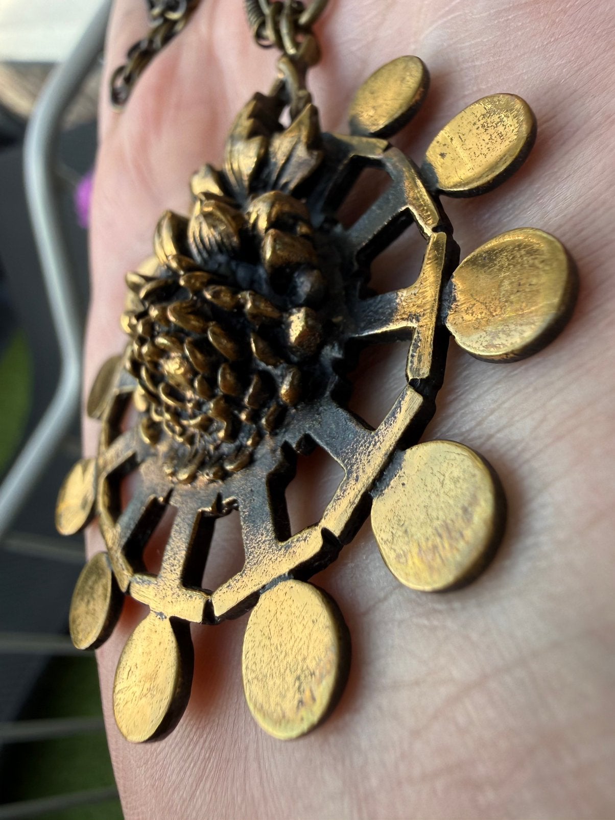 M164/ Bronzen Vintage PENTTI SARPANEVA ketting FINLAND, Overige materialen, Gebruikt, Overige kleuren, Verzenden