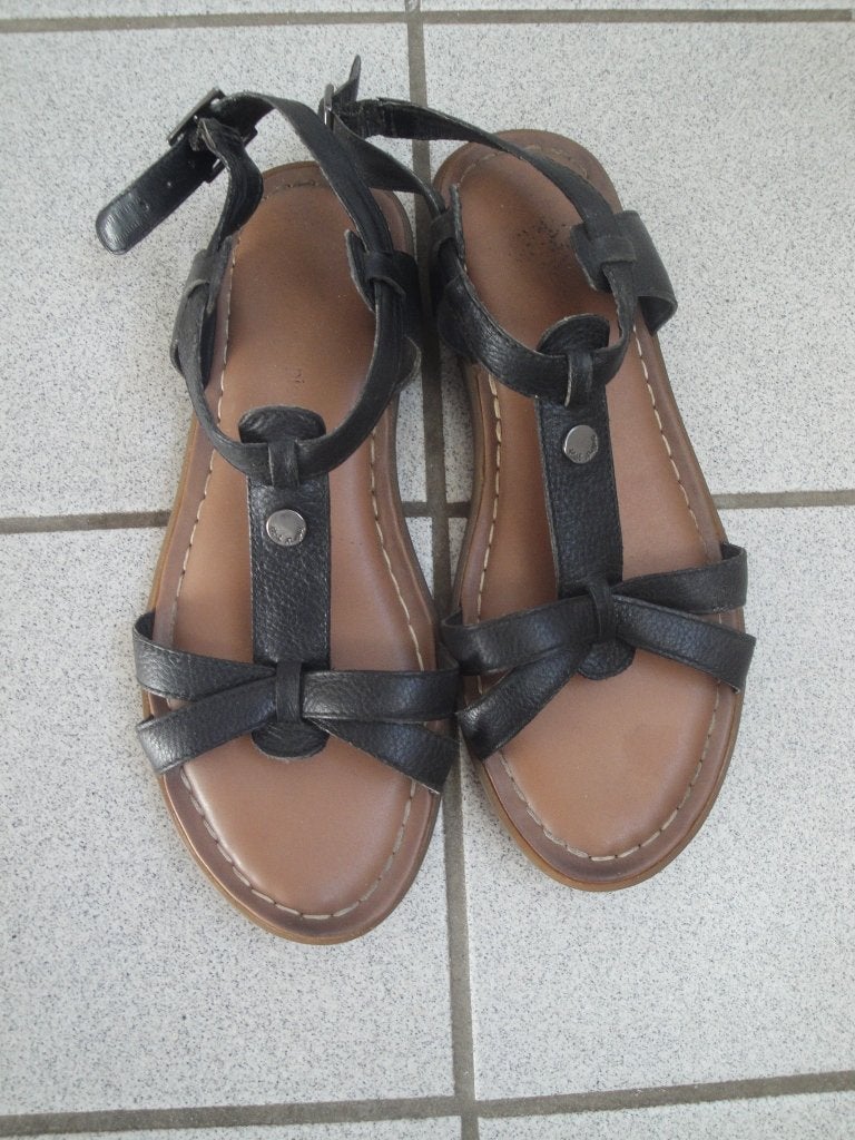 Zwarte leren sandalen HUSH PUPPIES maat 40, Zwart, Zo goed als nieuw, Hush Puppies, Sandalen of Muiltjes
