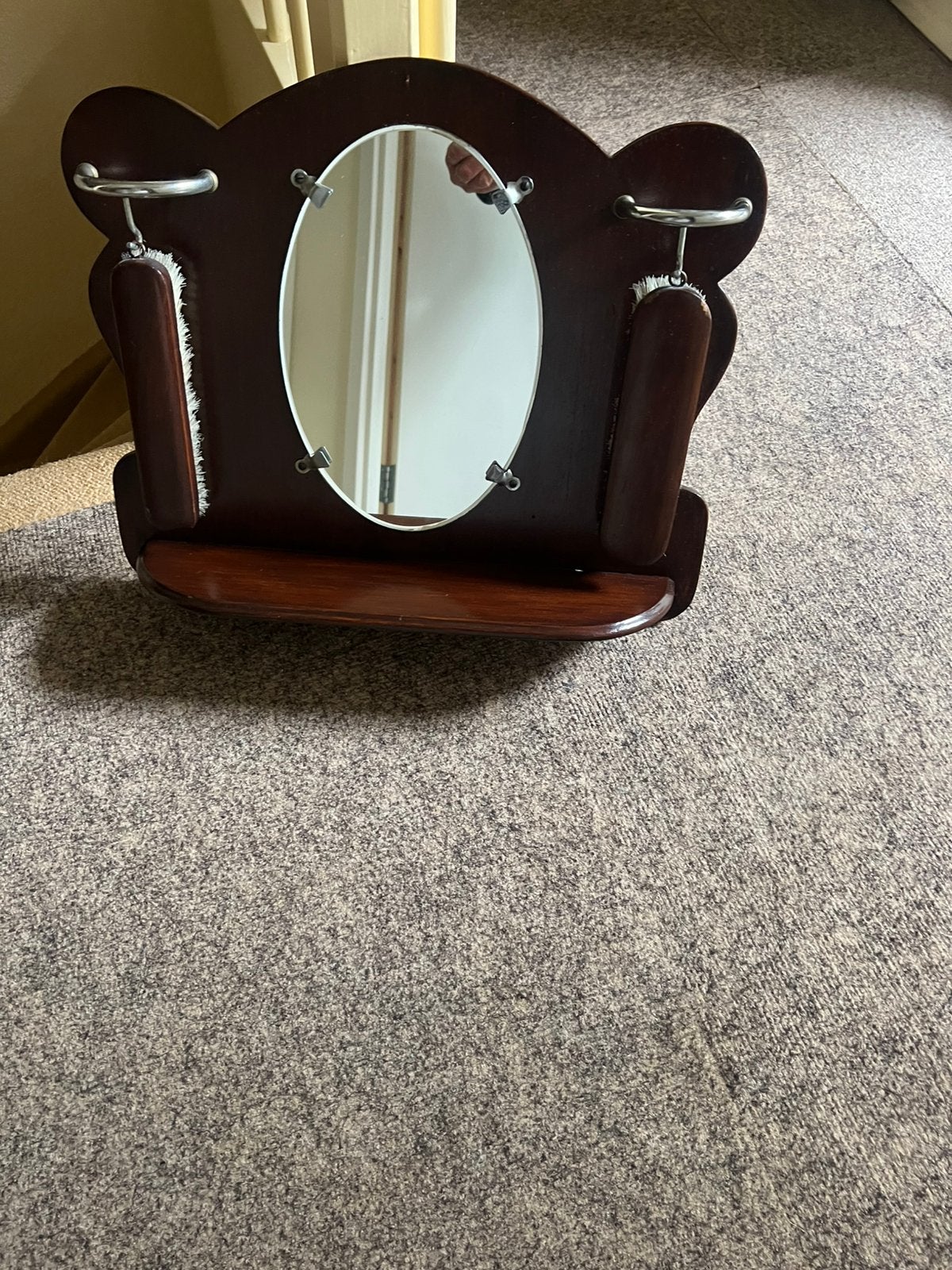 Spiegel met kleding borstel, Antiek en Kunst, Ophalen, Ovaal, Minder dan 50 cm