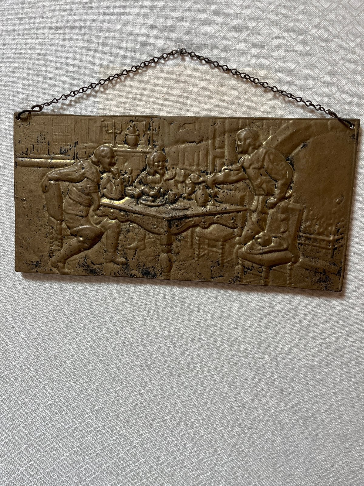 Vintage Koperen Plaquette: Gezellig Samenzijn, Antiek en Kunst, Ophalen, Koper