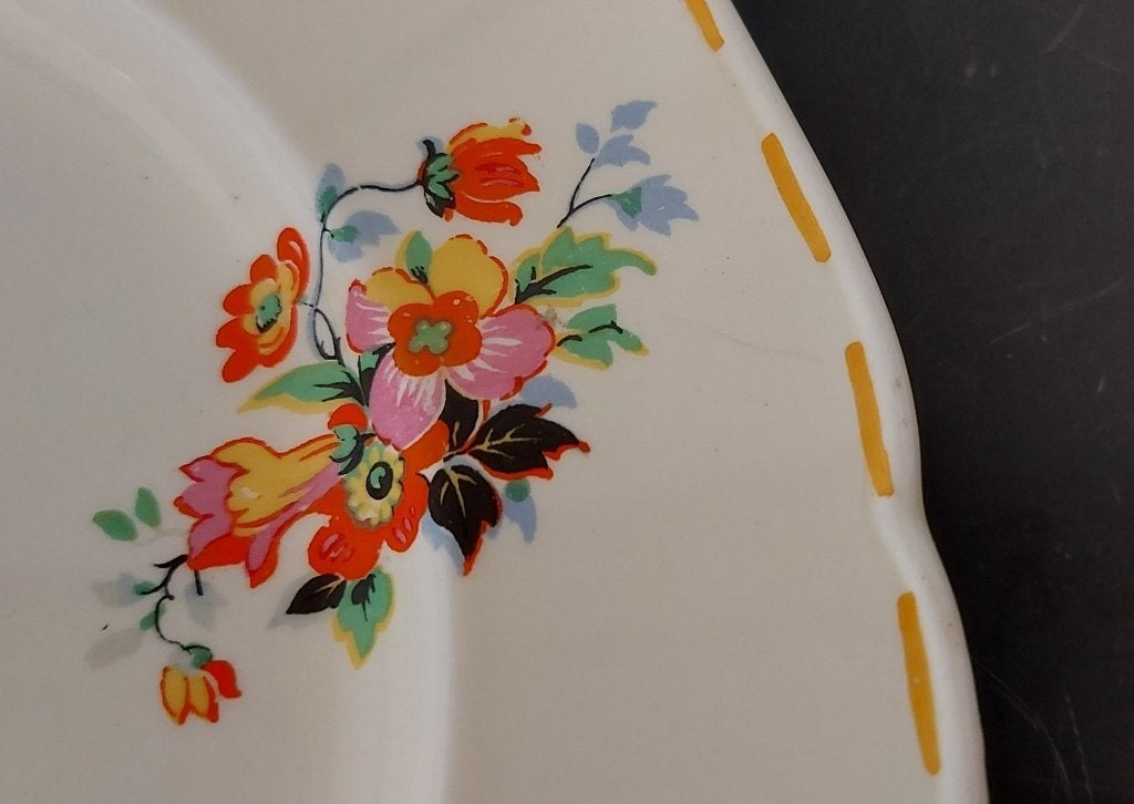 Vintage Engels porselein serveerbord bloementuin ´50s, Ophalen of Verzenden