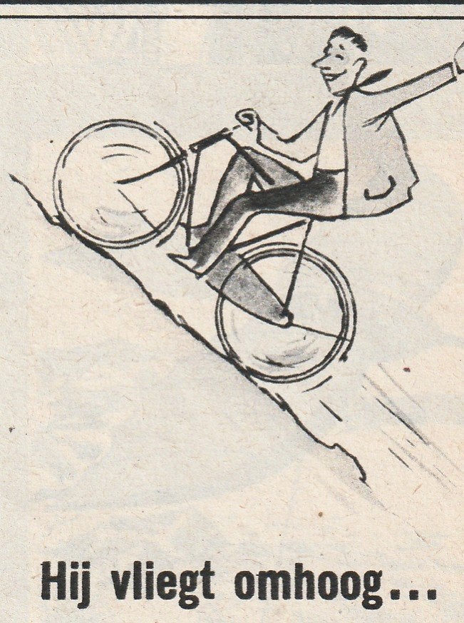 retro reclame 1953 Phoenix fietsen Leeuwarden vliegt omhoog, Verzenden, Overige typen