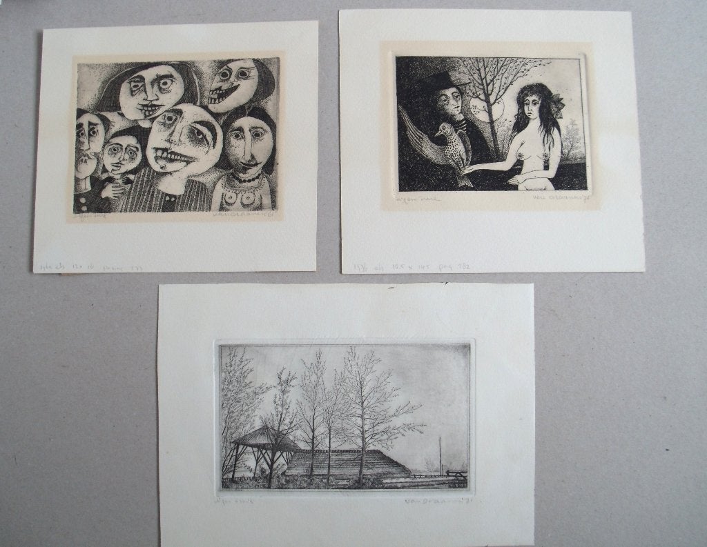 van Draanen (1931-1987) - diverse etsen -'65 -  '71 - '76, Antiek en Kunst, Ophalen