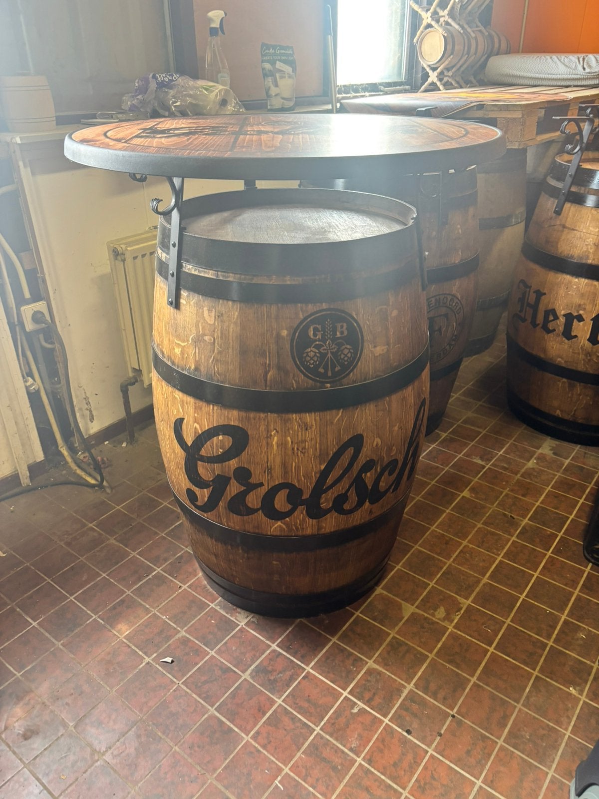 Grolsch statafel, Tuin en Terras, Regentonnen, Hout, Minder dan 75 liter, Ophalen