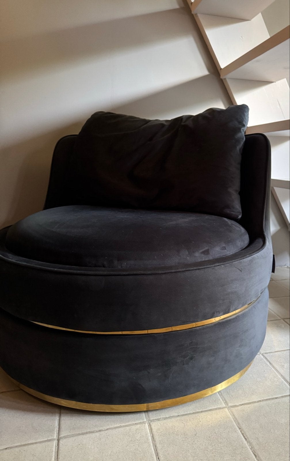 Richmond draai fauteuil zwart goud, Ophalen, 75 tot 100 cm, Zo goed als nieuw, 75 tot 100 cm