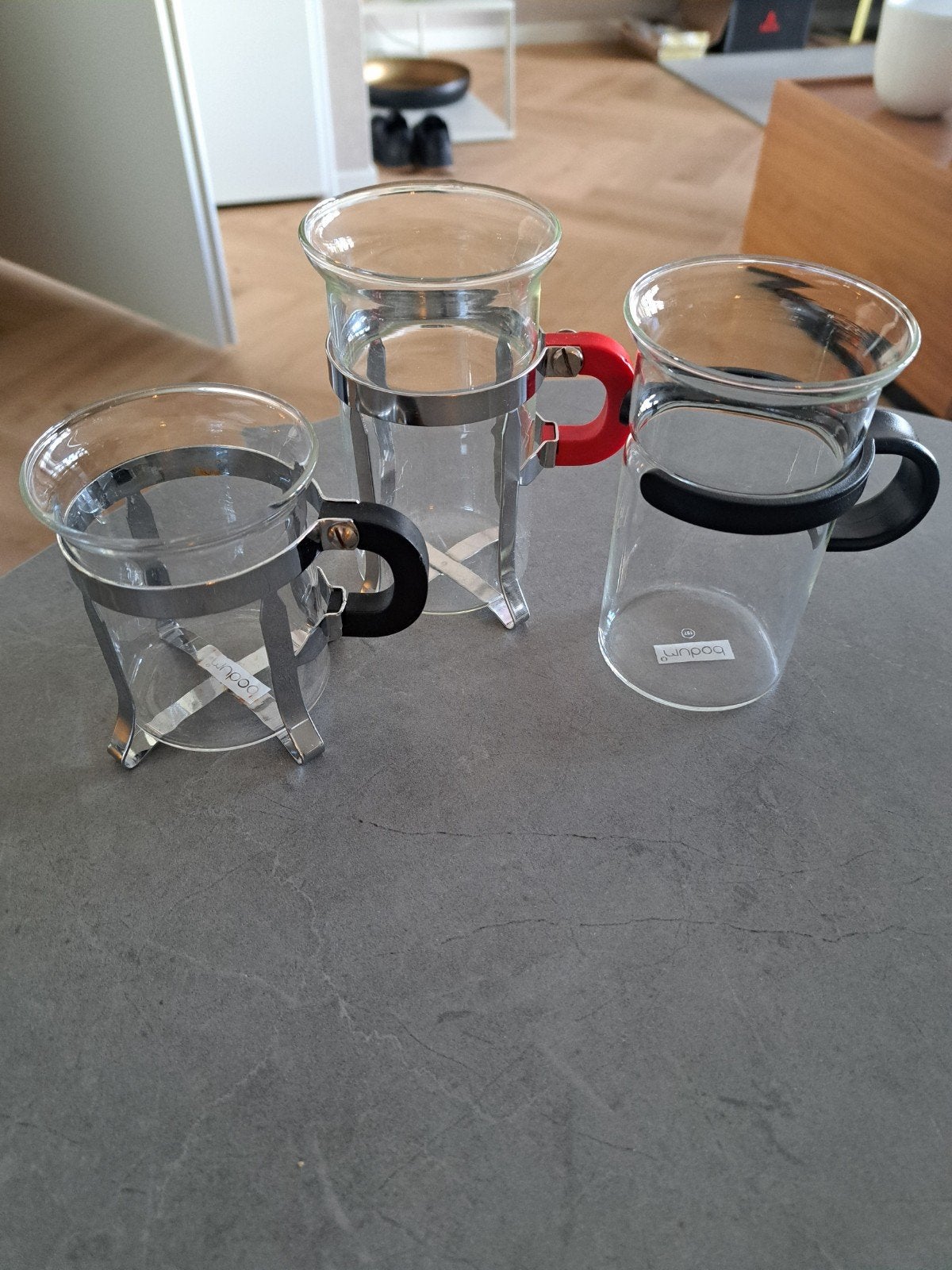 Bodum (thee)glazen, vintage design, 3 stuks, Glas of Glazen, Gebruikt, Overige merken, Vintage