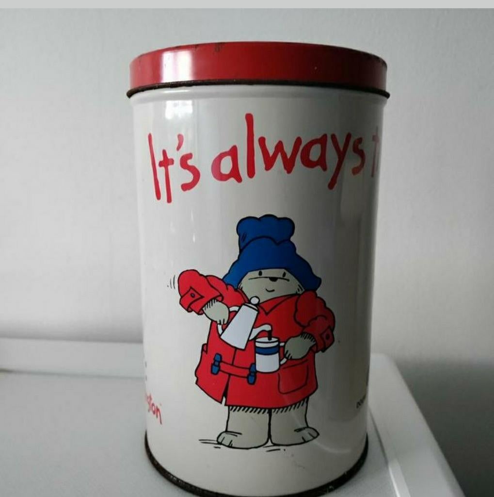 Koffieblik,Beertje Paddington,Douwe Egberts,DE,Vintage,blik, Ophalen of Verzenden, Gebruikt, Koffie, Douwe Egberts