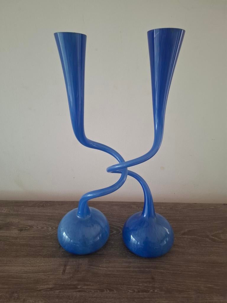 Makora Krosno 'Verliefde Vazen' Kobaltblauw Glas - 58cm, Ophalen