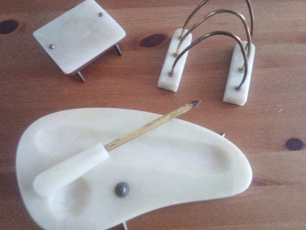 Marmer stenen bureau set, vintage, antiek, Ophalen of Verzenden