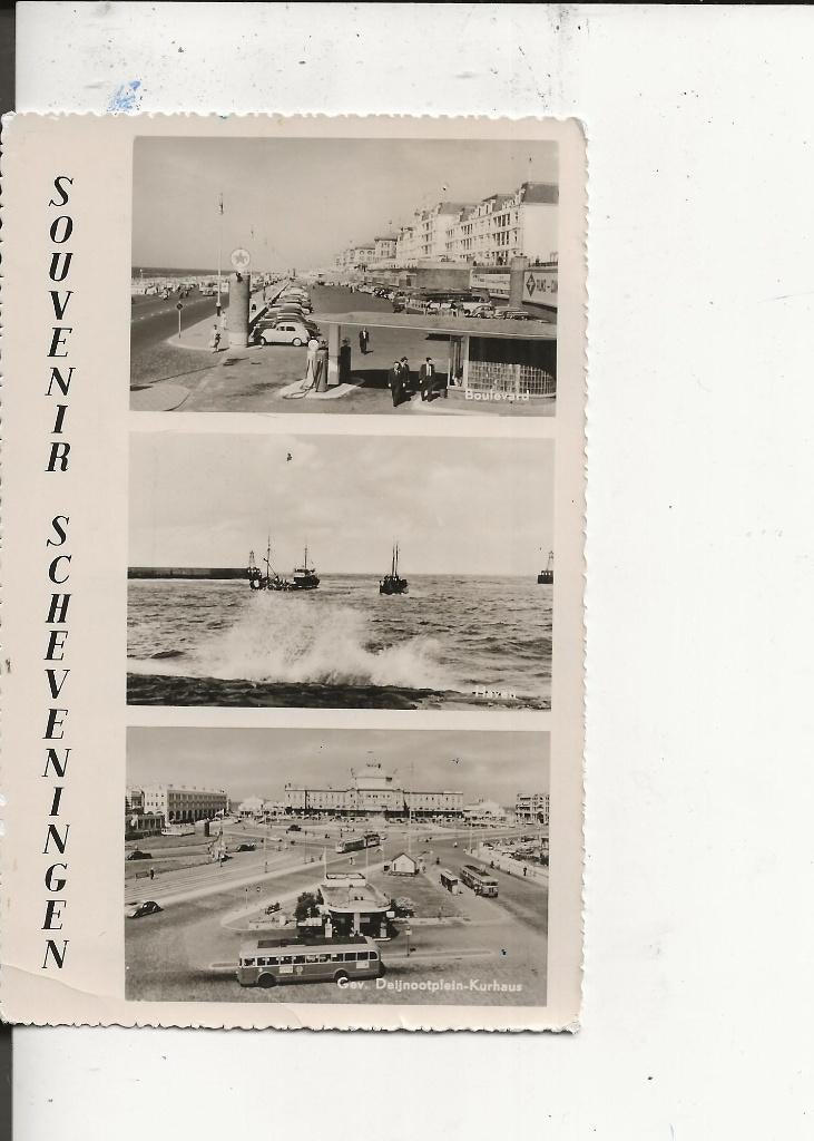 Scheveningen Drieluik met Gev.Deijnootplein, Ophalen of Verzenden, 1940 tot 1960, Gelopen, Zuid-Holland