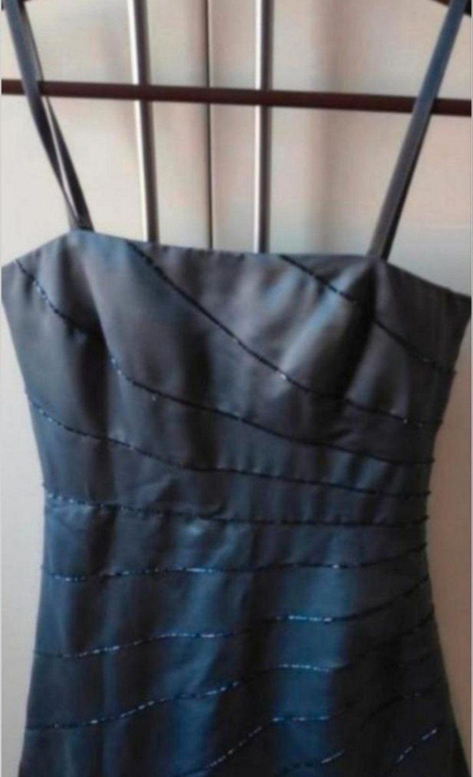 Moderne lange donkerblauw/donkergrijze jurk Maat S, Maat 38/40 (M), Galajurk, Blauw, Ophalen of Verzenden