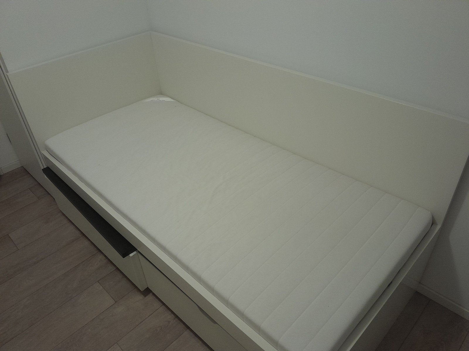 bed met opslagboxen, Ophalen, 90 cm, Eenpersoons, Wit