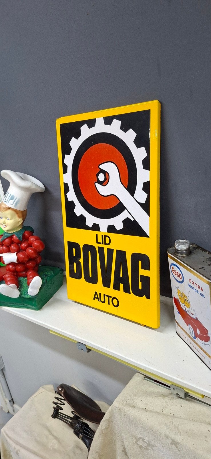 Emaille Bovag Auto reclame bord, Ophalen of Verzenden, Gebruikt, Reclamebord