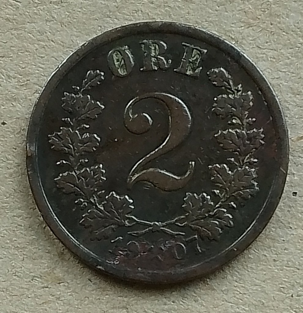 Noorwegen, 2 øre 1907, Ophalen of Verzenden, Overige landen, Losse munt