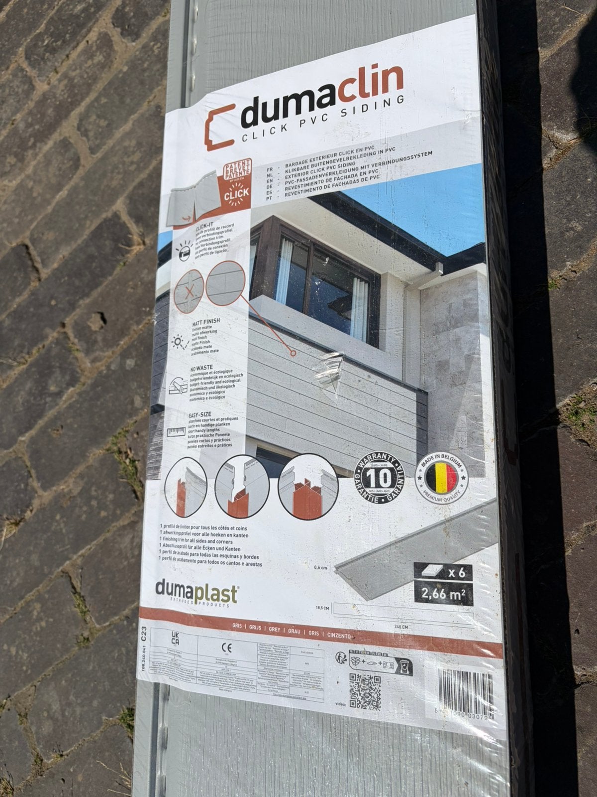 Dumaclin gevelbekleding 12 platen click PVC Grijs, Doe-het-zelf en Verbouw, Platen en Panelen, Ophalen, Nieuw, Overige materialen