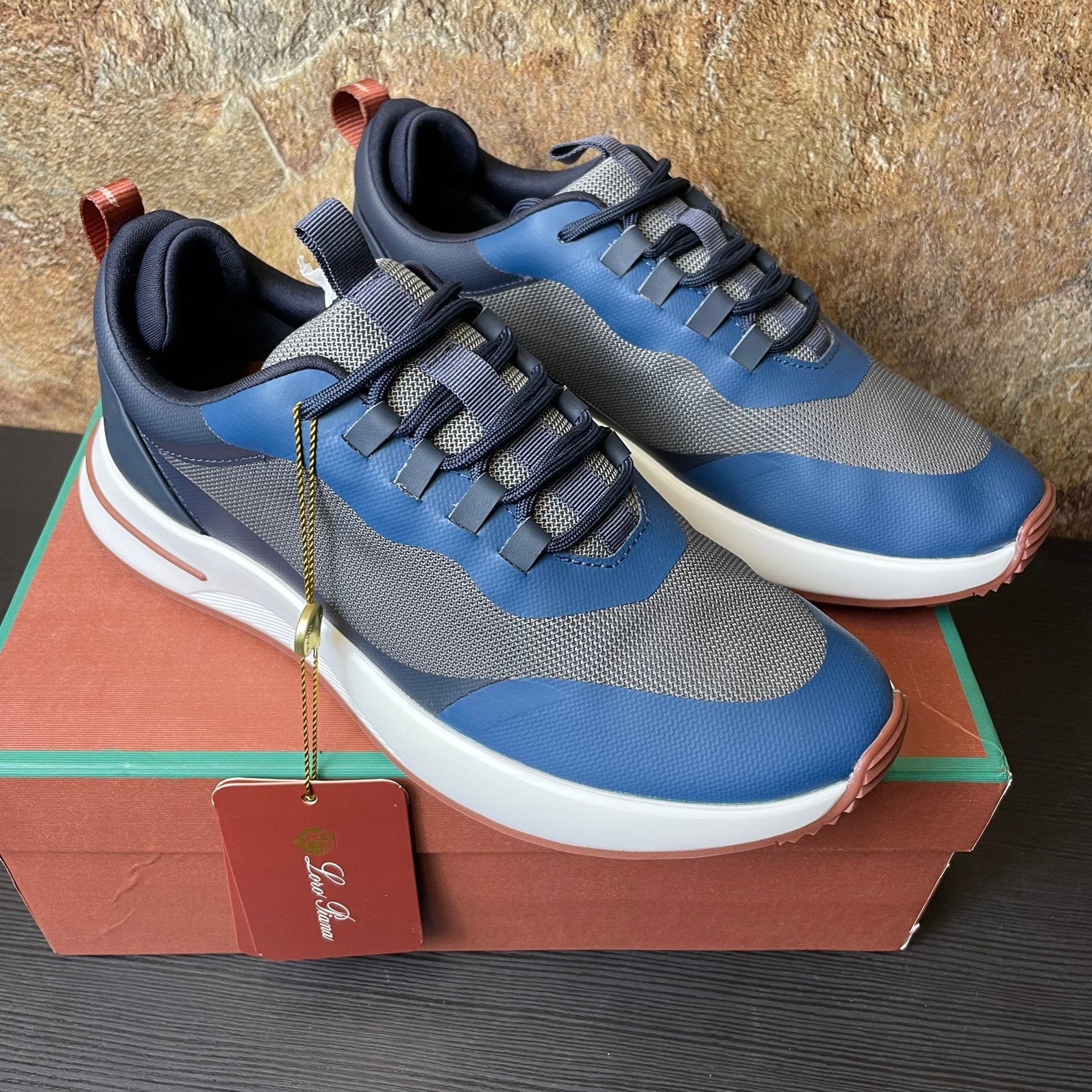 Loro Piana Walk Sneakers Blauw Leer Maat 39-46, Ophalen of Verzenden, Blauw, Sneakers of Gympen