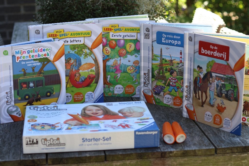 Tiptoi starterset, 5 boeken, 2 pennen, 1 spel, Ophalen of Verzenden, Gebruikt, Taal en Lezen, Met geluid