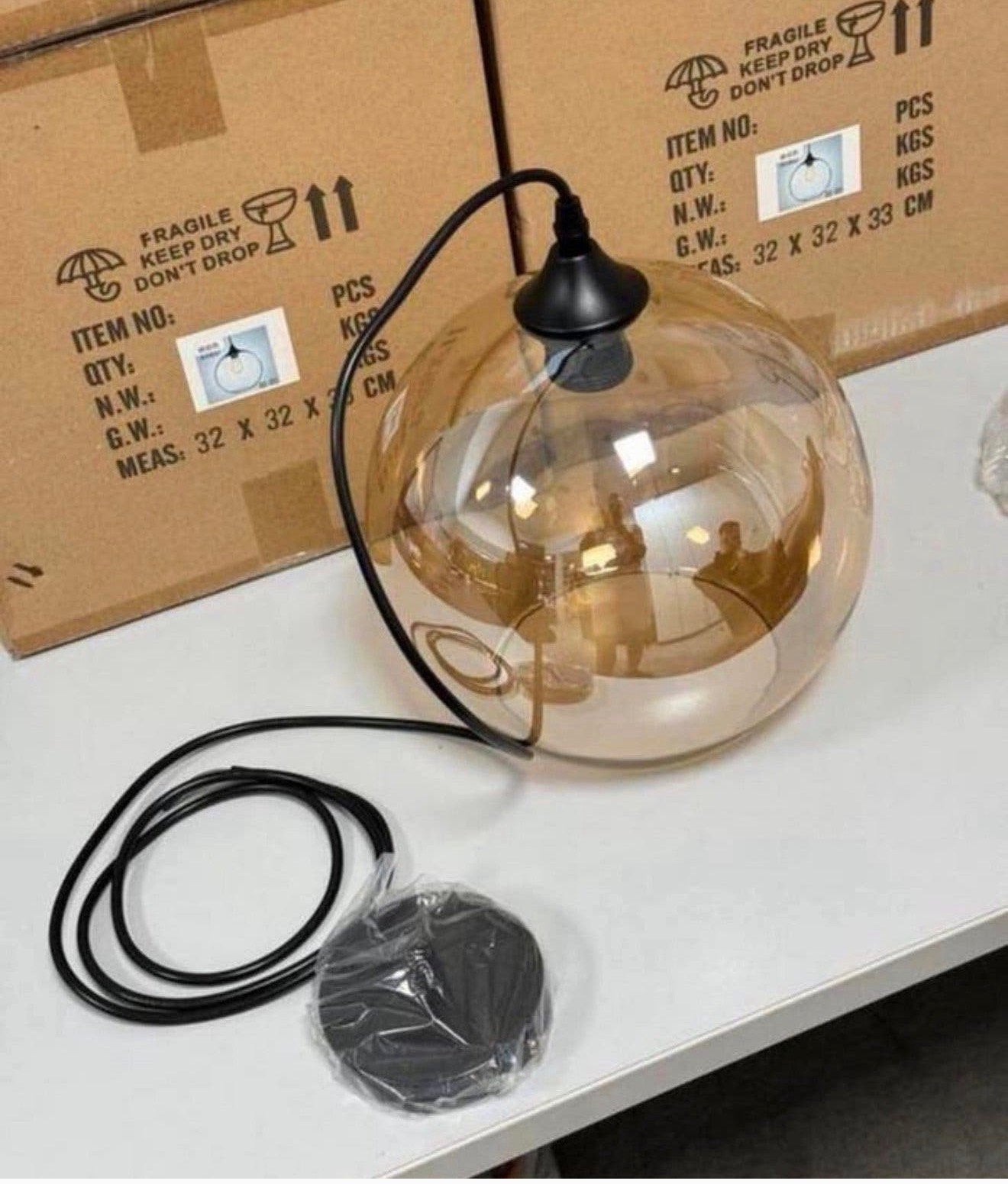 NIEUW Moderne amber kleur glas glazen bolvormige hanglamp, P, Bol, P, P